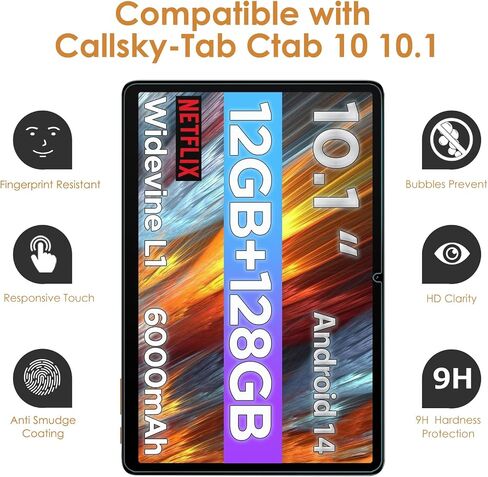 واقي شاشة 2 عبوة متوافق مع Callsky-Tab CPAD 10 / CTAB 10 10.1 بوصة قرص ، [وضوح HD] [9 صلابة] in Saudi Arabia