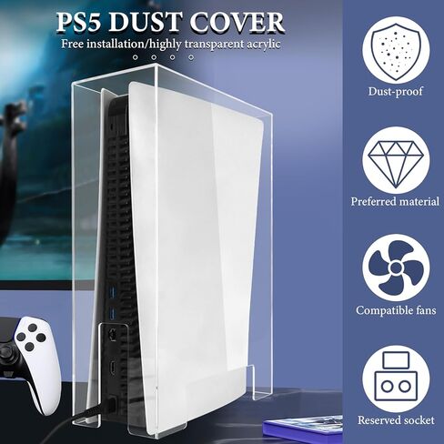 GEEKRIA Acrylic Dust Cover Compatible with Sony PlayStation 5, PS5 Slim, PS5 Pro Console, Anti Scratch Waterproof Protective Display Case (Clear) in Saudi Arabia