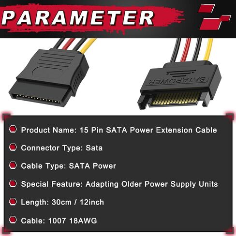 8pcs 4 pin molex إلى sata sata power y-cable محول 4 دبوس molex ذكر إلى 15 دبوس ثنائي sata power power cable 18awg النحاس التسلسلي ATA تمديد محرك الأقراص الصلبة (18 سم) in Saudi Arabia