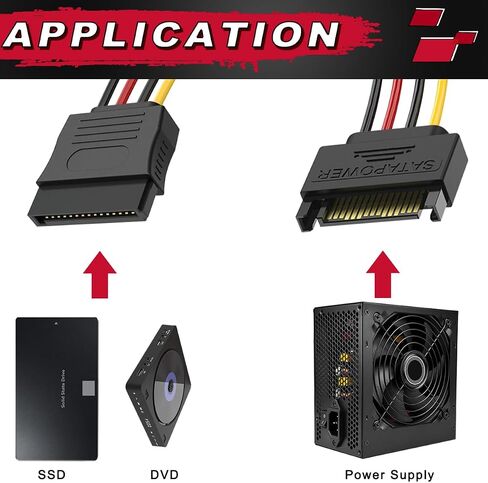 8pcs 4 pin molex إلى sata sata power y-cable محول 4 دبوس molex ذكر إلى 15 دبوس ثنائي sata power power cable 18awg النحاس التسلسلي ATA تمديد محرك الأقراص الصلبة (18 سم) in Saudi Arabia