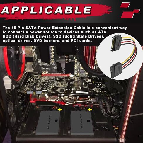 8pcs 4 pin molex إلى sata sata power y-cable محول 4 دبوس molex ذكر إلى 15 دبوس ثنائي sata power power cable 18awg النحاس التسلسلي ATA تمديد محرك الأقراص الصلبة (18 سم) in Saudi Arabia
