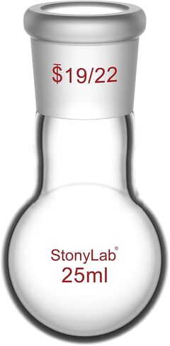 StonyLab Glass 50mL قارورة ثقيلة الجدار برقبة واحدة ورقبة واحدة مستديرة RBF، مع وصلة خارجية مستدقة قياسية 19/22 - 50 مل in Saudi Arabia