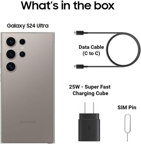 SAMSUNG Galaxy S24 Ultra Cell Phone, 512GB AI Smartphone, Unlocked Android, 200MP, 100x Zoom Cameras, Long Battery Life, S Pen, Global Version, 2024 - Titanium Gray in Saudi Arabia