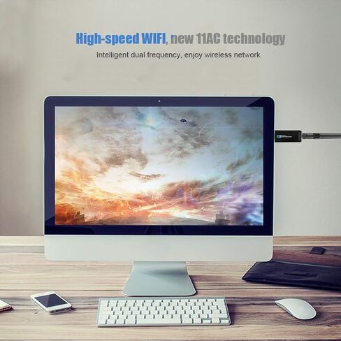 ASHATA USB Network Card,RTL8821AU Network Adapter Band 600Mbps USB Adapter Compatible with Bluetooth, High-Speed 2.4GGHZ and 5.8GHZ Network Card in Saudi Arabia