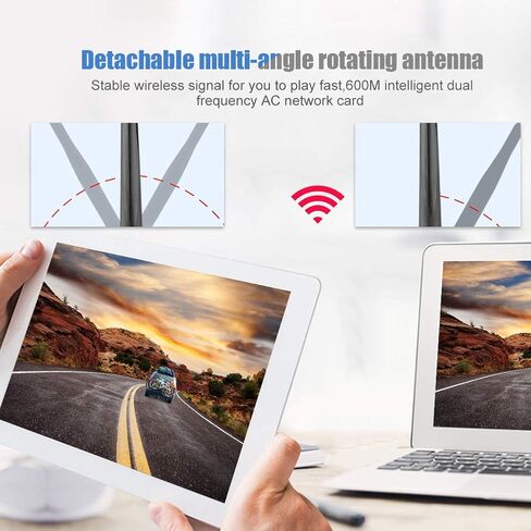 ASHATA USB Network Card,RTL8821AU Network Adapter Band 600Mbps USB Adapter Compatible with Bluetooth, High-Speed 2.4GGHZ and 5.8GHZ Network Card in Saudi Arabia