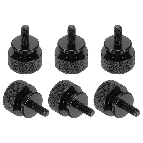 MECCANIXITY 6 Pcs M3x7mm Knurled Thumb Screw Computer Case Threaded Hand Tighten Screws Aluminum Alloy for PC Case, Black in Saudi Arabia