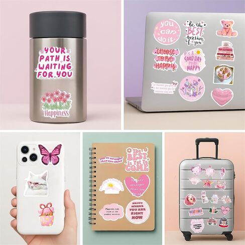 200PCS Blue Aesthetics Stickers for Water Bottle, Trendy Cute Stickers Pack Waterproof Vinyl Sticker for Laptops, Skateboards, Journals, Notesbook Luggage Decals for Teens & Adults in Kuwait