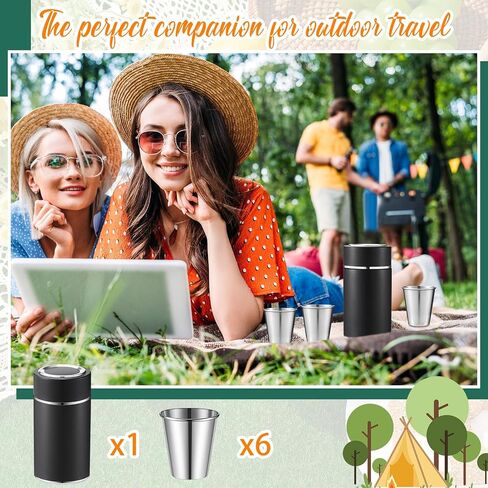 6 PCS 70 مل نظارات لقطة من الفولاذ المقاوم للصدأ مع 12 أوقية تحمل علبة تعشش زجاجات طلقة مريطة للتخييم في التخييم الحفلات in Saudi Arabia