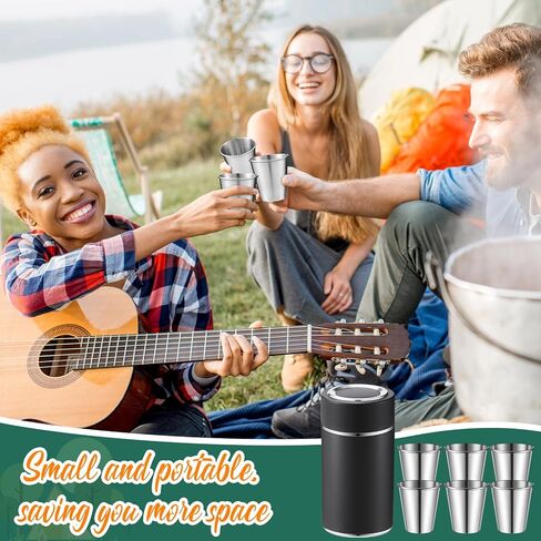 6 PCS 70 مل نظارات لقطة من الفولاذ المقاوم للصدأ مع 12 أوقية تحمل علبة تعشش زجاجات طلقة مريطة للتخييم في التخييم الحفلات in Saudi Arabia