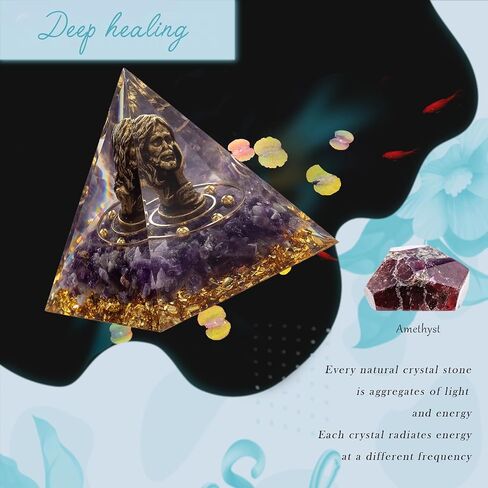 هرم كريستال أورجون للشفاء، هرم كريستال أورجونيت شاكرا للشفاء، تمثال يسوع المسيح، تمثال يسوع الصغير، تمثال المسيح، منحوتة يسوع المسيح اللطيفة، لديكور سطح المكتب ذو الأوزان الورقية in Kuwait