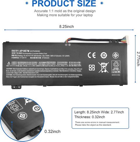 AP18E7M AP18E8M Laptop Battery for Acer Nitro 5 AN515-54 AN517-51 Nitro 7 AN715-51 Predator Helios 300 PH317-53 PH315-52 PH317-52 Triton 300 PT315-51 AN515-55 AN515-44 AN515-43 Series Notebook in Saudi Arabia