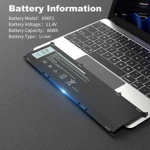 86WH 69KF2 Laptop Battery Compatible with Dell XPS 15 9500 9510 9520 9530 Precision 5550 5560 5570 Alienware M15 M17 R3 R4,G15 5510 5511 5515 5520 5521,G7 7500 Inspiron 7510 7610 Series 11.4V in Kuwait
