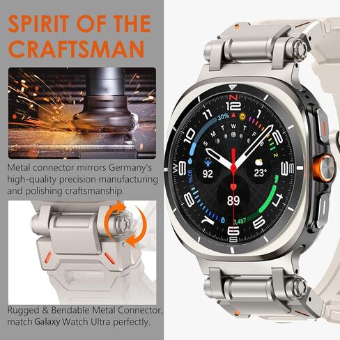 WINGLE لساعة Samsung Galaxy Watch Ultra Bands 47 مم للرجال سوار رياضي متين مصمم بدرع مطاط السيليكون مع موصل معدني من الفولاذ المقاوم للصدأ ساعة Galaxy Watch 7 Ultra Bands العسكرية القوية in Kuwait