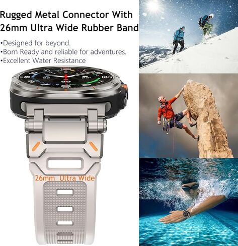 WINGLE لساعة Samsung Galaxy Watch Ultra Bands 47 مم للرجال سوار رياضي متين مصمم بدرع مطاط السيليكون مع موصل معدني من الفولاذ المقاوم للصدأ ساعة Galaxy Watch 7 Ultra Bands العسكرية القوية in Kuwait