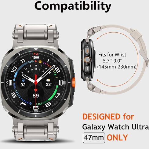 WINGLE لساعة Samsung Galaxy Watch Ultra Bands 47 مم للرجال سوار رياضي متين مصمم بدرع مطاط السيليكون مع موصل معدني من الفولاذ المقاوم للصدأ ساعة Galaxy Watch 7 Ultra Bands العسكرية القوية in Kuwait