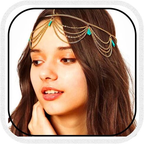 Barogirl يترك سلسلة الرأس مجوهرات الفيروز العصرية الفرقة الشعر المرنة للنساء والفتيات (الذهب A) in Saudi Arabia