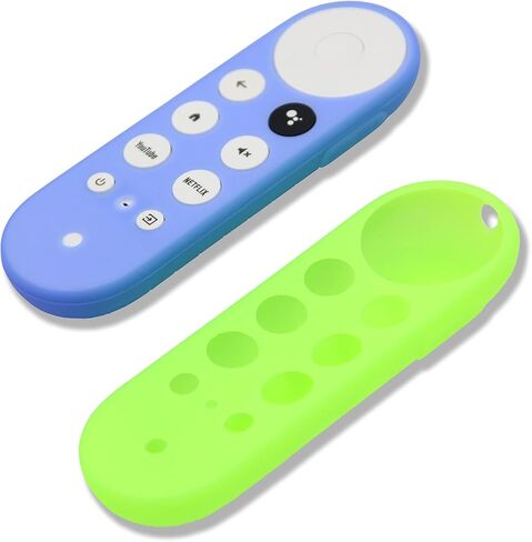 2pcs غطاء عن بُعد متوافق مع Chromecast مع Google TV Voice Remote ، غطاء حالة السيليكون المضاد للانزلاق (أحمر ، أزرق) in Saudi Arabia