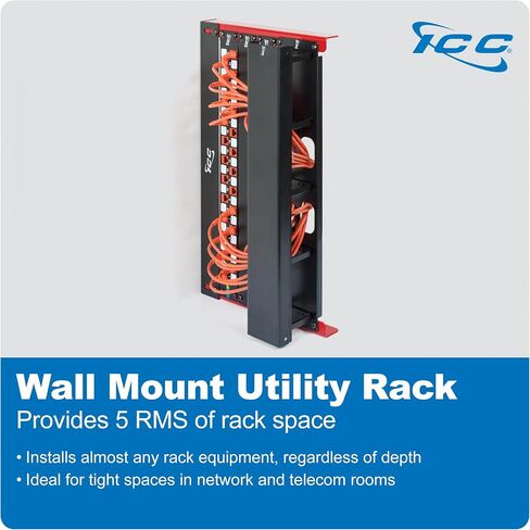 ICC Wall Mount Utility Rack, 5 RMS, Steel Construction for 19-Inch Rack Mount Equipment, Space-Saving Network Rack in Saudi Arabia