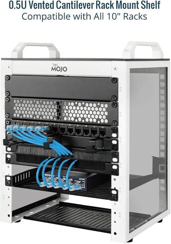 Tecmojo 0.5U رف رف رف رف لـ 10 "رف الخادم ، 10.23" صينية ناتئة عميقة ، رف معدني لخزانة الشبكة ، حاوية الخادم ، تدفق هواء محسّن ، أسود in Saudi Arabia