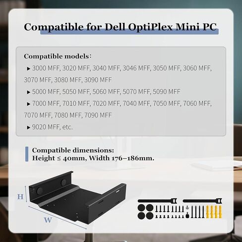 MINI PC MOUNT لـ Dell Optiplex Mini PCS (3000/5000/7000 MFF وأكثر) ، تحت المكتب | جدار الحائط | VESA ، حماية الأجهزة المضيفة ، مع مقاطع نايلون محول محول ، حافظ على سطح المكتب مرتبة ، أسود in Saudi Arabia
