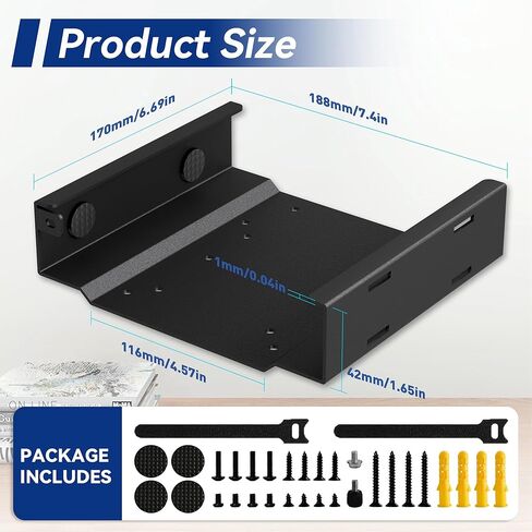 MINI PC MOUNT لـ Dell Optiplex Mini PCS (3000/5000/7000 MFF وأكثر) ، تحت المكتب | جدار الحائط | VESA ، حماية الأجهزة المضيفة ، مع مقاطع نايلون محول محول ، حافظ على سطح المكتب مرتبة ، أسود in Saudi Arabia