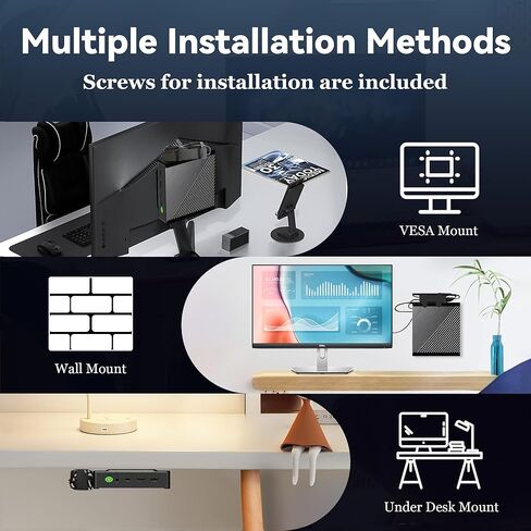 MINI PC MOUNT لـ Dell Optiplex Mini PCS (3000/5000/7000 MFF وأكثر) ، تحت المكتب | جدار الحائط | VESA ، حماية الأجهزة المضيفة ، مع مقاطع نايلون محول محول ، حافظ على سطح المكتب مرتبة ، أسود in Saudi Arabia