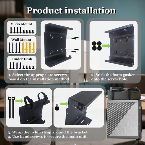 MINI PC MOUNT لـ Dell Optiplex Mini PCS (3000/5000/7000 MFF وأكثر) ، تحت المكتب | جدار الحائط | VESA ، حماية الأجهزة المضيفة ، مع مقاطع نايلون محول محول ، حافظ على سطح المكتب مرتبة ، أسود in Saudi Arabia