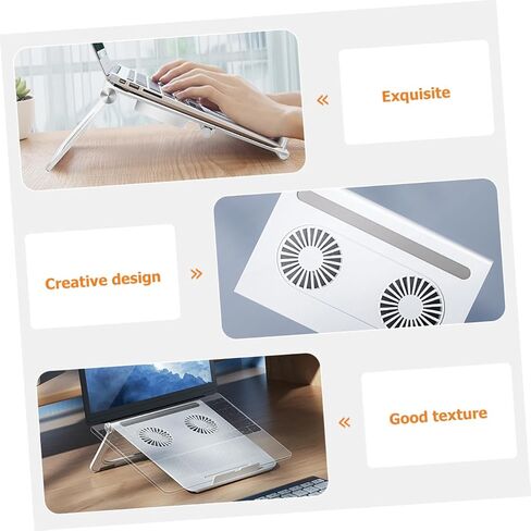 Artibetter المحمول حامل مع عشاق التبريد المزدوج قابلة للطي مريح محمول حامل الناهض مع منصات السيليكون غير الانزلاق ومضمنة في التخزين متعددة الأغراض المبرد لاستخدام سطح المكتب in Kuwait