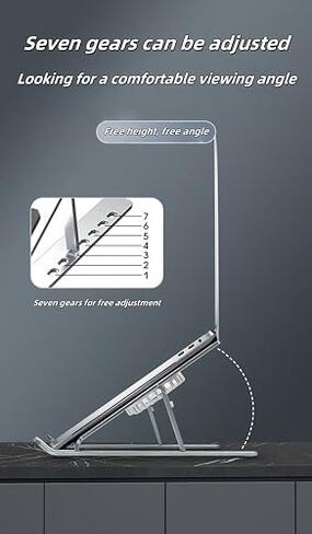 Adjustable Laptop Cooling Stand with 2 Quiet Fans & RGB Lighting, Ergonomic Foldable Design for 10-17" Laptops, Aluminum Alloy Cooling Pad for Gaming, DJ & Office Use in Kuwait