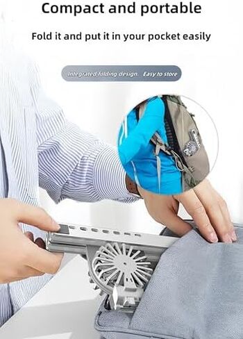 Adjustable Laptop Cooling Stand with 2 Quiet Fans & RGB Lighting, Ergonomic Foldable Design for 10-17" Laptops, Aluminum Alloy Cooling Pad for Gaming, DJ & Office Use in Kuwait