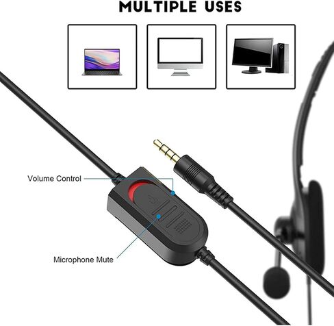 سماعة رأس الهاتف ، سماعات رأس USB مع سماعة رأس ميكروفون أحادية الجانب سماعة رأس اتصال خفيفة الوزن لجهاز الكمبيوتر/الكمبيوتر المحمول/الكمبيوتر in Kuwait