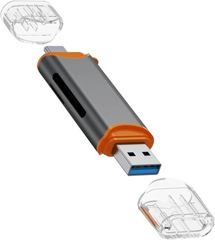 FINEANDENG Grey USB3.0 SD/TF Card Reader USB3.0 SD & Micro SD Dual Slot USB-A & USB-C Dual Plug Card Reader for Laptops (USB-A & USB-C Pulg) in Saudi Arabia