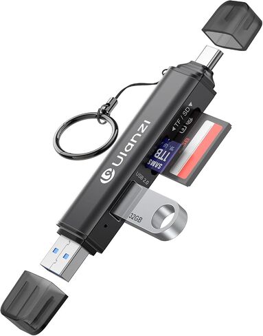 ULANZI CRI1 3-in-1 SD/TF/USB Card Reader, USB 3.1 High-Speed 170MB/s, Triple-Slot Simultaneous, Dual USB-C/A, Case-Friendly Port, w/Carabiner Clip for Phone/Tablet/Mac/PC/Android/Photographer in Saudi Arabia