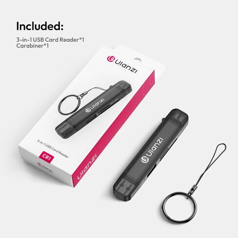 ULANZI CRI1 3-in-1 SD/TF/USB Card Reader, USB 3.1 High-Speed 170MB/s, Triple-Slot Simultaneous, Dual USB-C/A, Case-Friendly Port, w/Carabiner Clip for Phone/Tablet/Mac/PC/Android/Photographer in Saudi Arabia