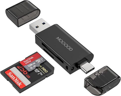 MOGOOD SD CARD Reader USB C READER AMMARY CARDER USB 2.0 MICRO SD ADAPTER DUAL CONNECTOR USB 2.0/USB C يدعم محول بطاقة الذاكرة USB C SD/MICRO SD/SDHC/SDXC/MMC لـ MacBookpro ، iPad Pro ، iPhone16 in Kuwait