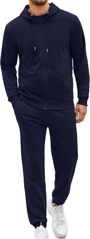 COOFANDY Men's Tracksuit Athletic Casual Full Zip Sports Jogging Gym Sweatsuit, Navy, Small in Saudi Arabia