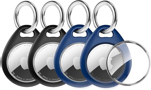 for Airtag Holder for Air Tag Case with Keychain, TPU Waterproof for Air Tag Case with Metal Key Rings，for Airtag Accessories for Apple Item Finder Tracker, 2 Pack Black+White in Saudi Arabia