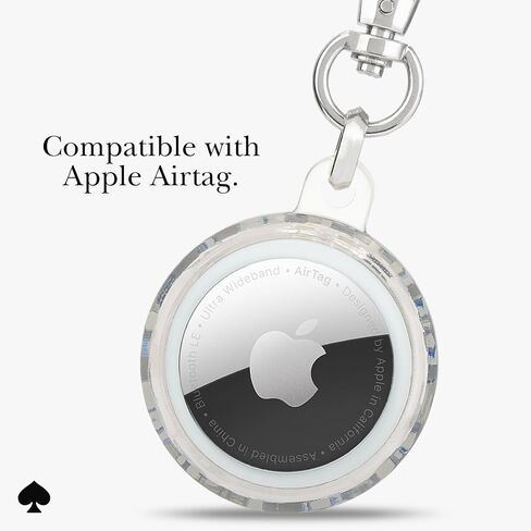 Kate Spade New York AirTag Holder with Metallic Ring Clip - Protective Case for Apple AirTag - Flowerbed Blue in Saudi Arabia