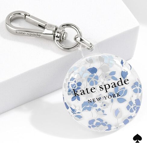 Kate Spade New York AirTag Holder with Metallic Ring Clip - Protective Case for Apple AirTag - Flowerbed Blue in Saudi Arabia