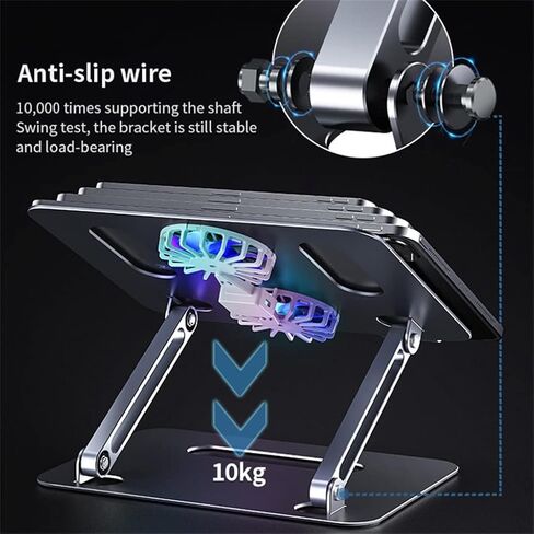 Foldable Laptop Cooling Stand Desk Cooling Fan Adjustable Base Aluminum Stand for Laptop(E) in Kuwait