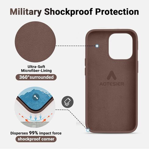Aotesier Shockproof مصممة لحالة iPhone 14 Pro Max ، [سيليكون من الدرجة الغذائية] [حماية إسقاط عسكري] مع حالة هاتف واقية مضادة للبطانة لـ 14 Promax ، 6.7 بوصة ، شوكولاتة in Kuwait