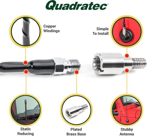 Quadratec 16 "Hi Performance Am/FM Hudby Antenna - يناسب Jeep Gladiator JT و Wrangler JK و JL و JKU و JLU 2007-2023 - لا يوجد تثبيت للأداة in Saudi Arabia