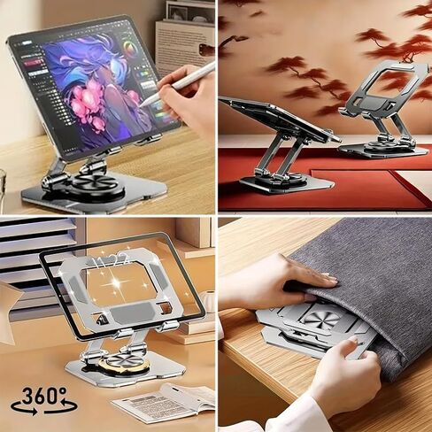 موقف قابل للتعديل للمكتب ، حامل iPad قابل للطي مع قاعدة مستقرة ، حامل محمول لـ iPad Pro/Air/Mini ، Kindle ، Samsung Tablets ، ملحقات مكتب السفر للمنزل ، المكتب ، الكلية (Sliver) in Saudi Arabia