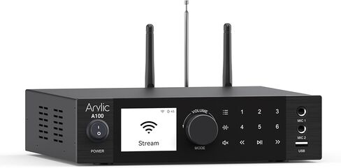 ARYLIC A100 Wireless Digital HIFI Amplifier مع راديو FM ، 100W × 2 WIFI & Bluetooth Audio Receiver ، يدعم Airplay و Spotify Connect و MultiRoom ومثالية لـ KTV والمسرح المنزلي والبث. in Kuwait