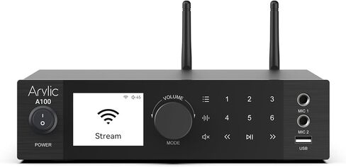 ARYLIC A100 Wireless Digital HIFI Amplifier مع راديو FM ، 100W × 2 WIFI & Bluetooth Audio Receiver ، يدعم Airplay و Spotify Connect و MultiRoom ومثالية لـ KTV والمسرح المنزلي والبث. in Kuwait