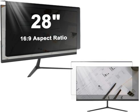 Hanging Type Design - Privacy Screen Filter for 28 Inches Desktop Computer Monitor, Reduce Glare & Blue Light Exposure Privacy Panel for 16:9 Widescreen Monitor, Easy To Install & Removable in Saudi Arabia