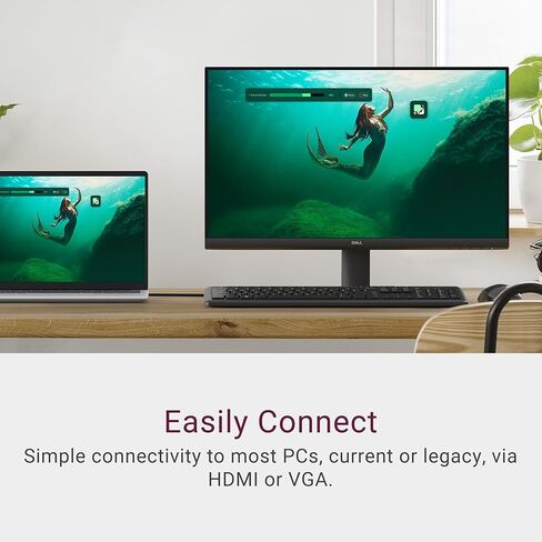 Dell 24 Monitor - SE2425HM ، Full HD (1920x1080) ، 100Hz ، IPS ، 5MS ، Vesa (100x100mm) ، HDMI ، VGA ، 3 سنوات ضمان ، أسود in Kuwait