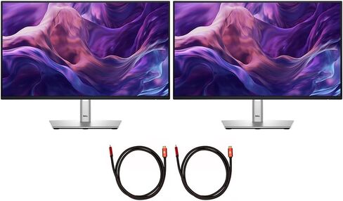 Dell P2425H 24 "Full HD 1080p 16: 9 شاشة LED مزدوجة ، حزمة سوداء/فضية مع 2x Deco Gear 6fts Universal 4K HDMI 2.0 مع 28AWG PURE COPPER CONCEL in Kuwait