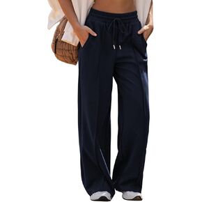 Aleumdr Women's High Waisted Drawstring Waist Wide Leg Sweatpants with Pockets Casual Loose Yoga Pants in Saudi Arabia