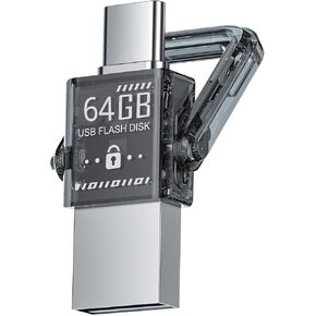 محرك إبهام USB-C 64 جيجا بايت ، محرك أقراص إبهام عالي السرعة ، 2 في 1 ، محرك USB المحمول لنظام Android ، MacBook ، الكمبيوتر المحمول ، الكمبيوتر الشخصي ، اللوح-قذيفة معدنية متينة ، متوافقة مع USB-C و USB-A ، نقل البيانات السريعة in Kuwait